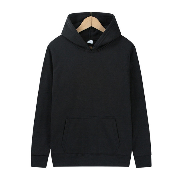 Solid Color Male Casual Hoodie/Sweatshirt Black US Large
